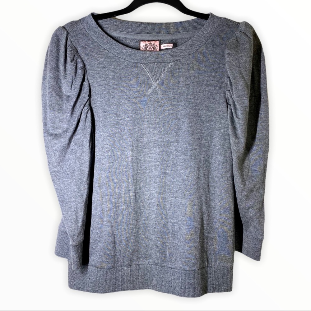 Juicy Couture Heather Gray Puff Sleeve Sweatshirt